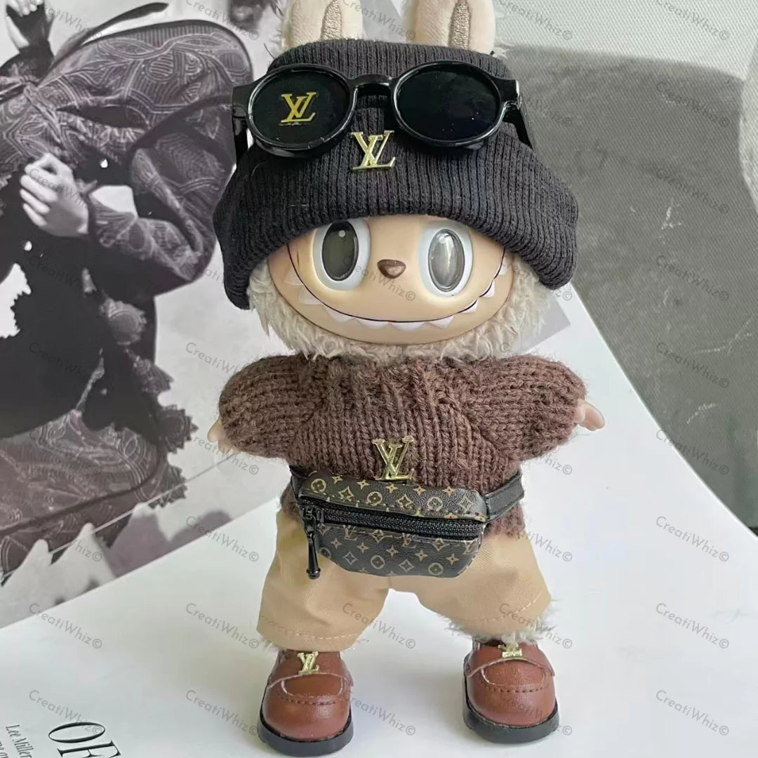 Handmade Luxury-Inspired Brown Knit Sweater Outfit