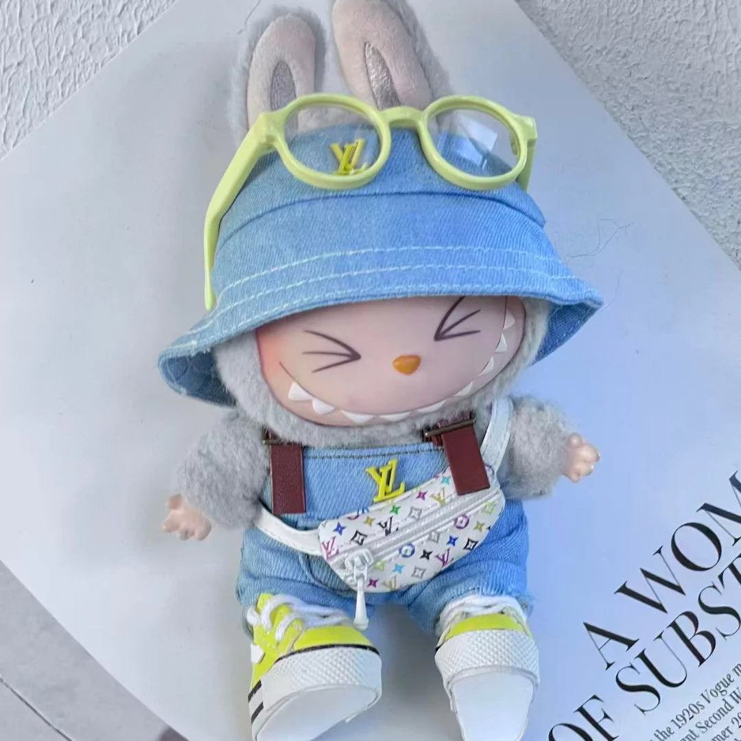 Handmade Luxury-Inspired Blue Denim Overalls Outfit