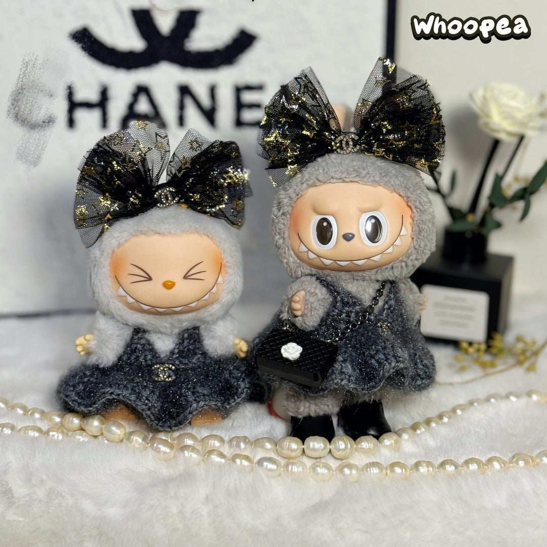 Handmade Luxury-Inspired Glitter Bow & Grey Outfit