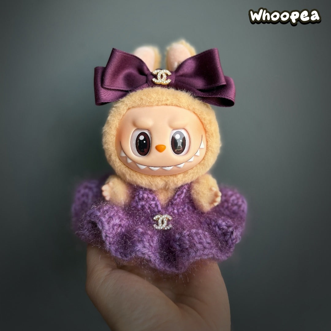 Handmade Luxury-Inspired Purple Knit Dress Outfit