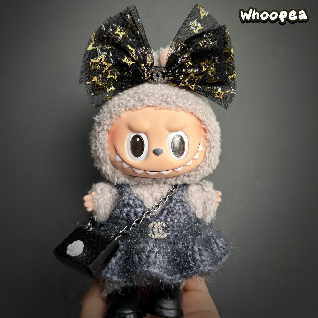 Handmade Luxury-Inspired Glitter Bow & Grey Outfit