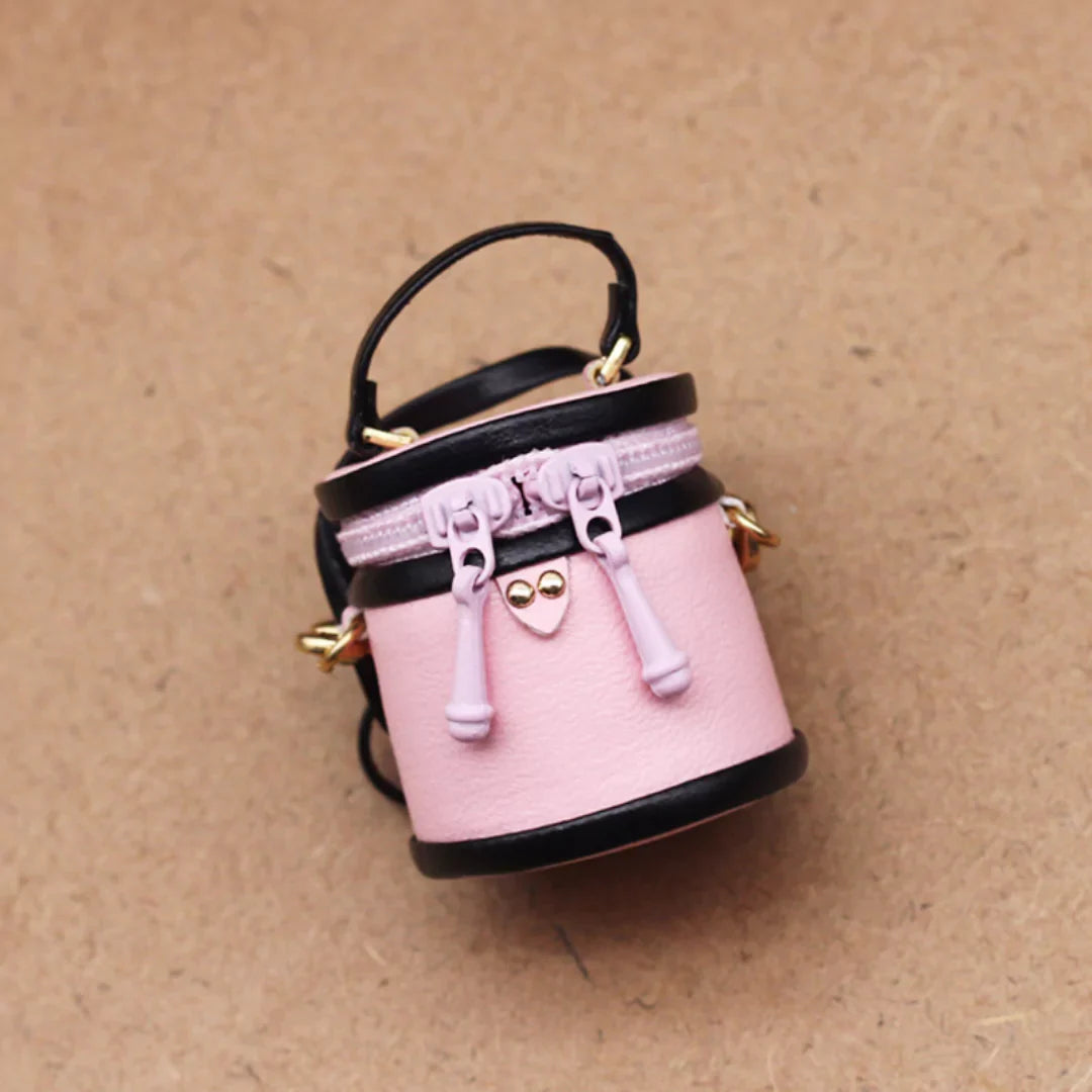 Mini Luxury-Inspired Round Zip-Top Bag for Dolls