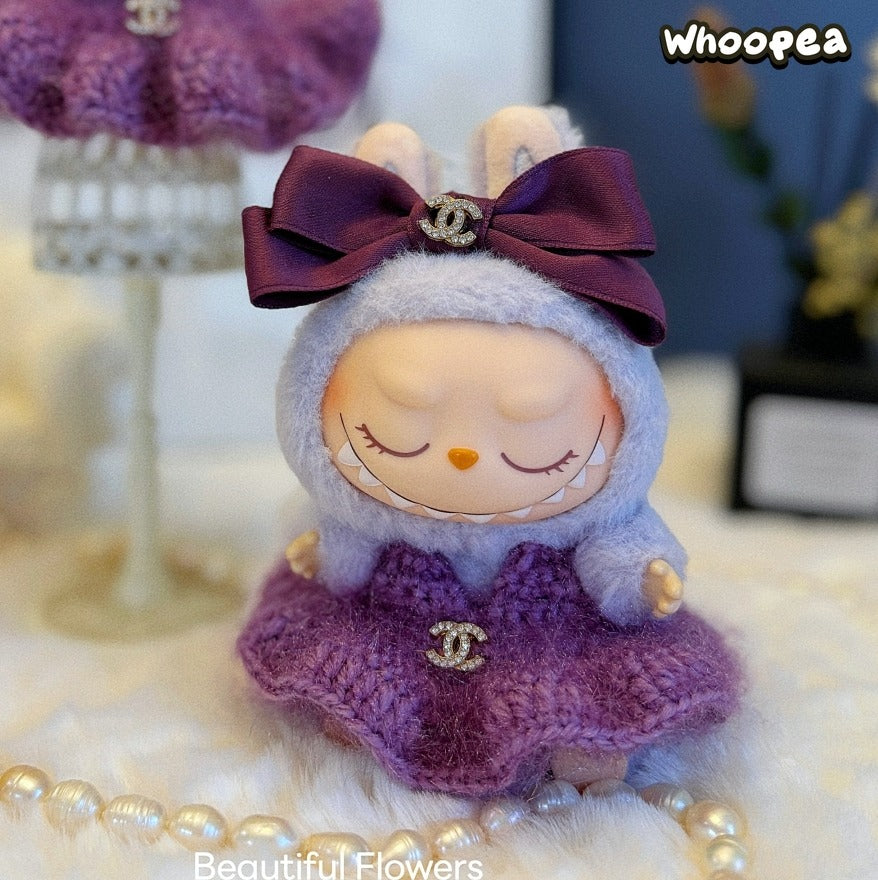 Handmade Luxury-Inspired Purple Knit Dress Outfit