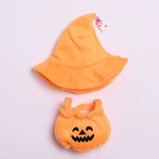 17Cm Labubu Clothes Blind Box Universal Sitting Standing Plush Doll Accessories Labubu Designer Clothes Pumpkin Costume Set