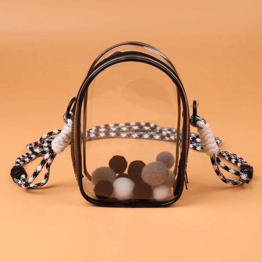 Labubu Protect Case Labubu Sitting Party 15/17Cm Cotton Doll Shoulder Pain Bag PVC Storage Bag Labubu Walk Bag Dustproof