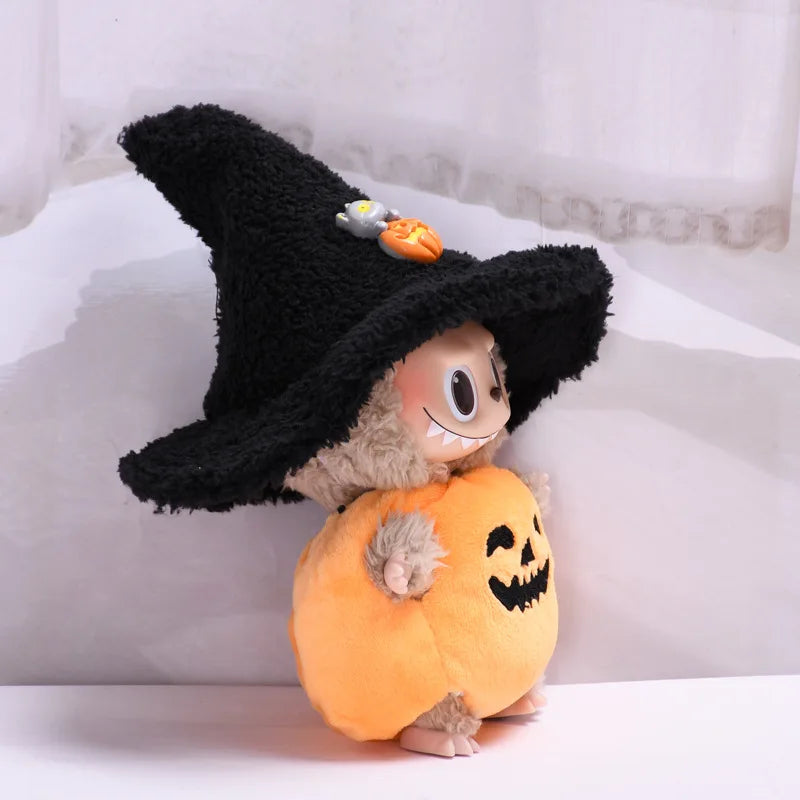 17Cm Labubu Clothes Blind Box Universal Sitting Standing Plush Doll Accessories Labubu Designer Clothes Pumpkin Costume Set