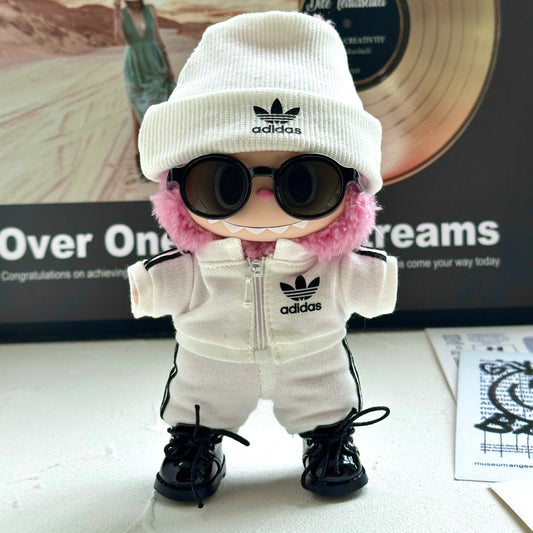 Handmade Luxury-Inspired White Knit Beanie Hat Outfit