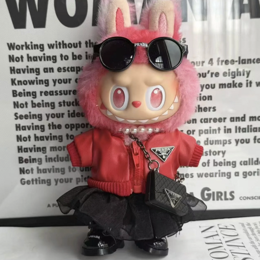 Handmade Luxury-Inspired Red & Black Streetwear Outfit