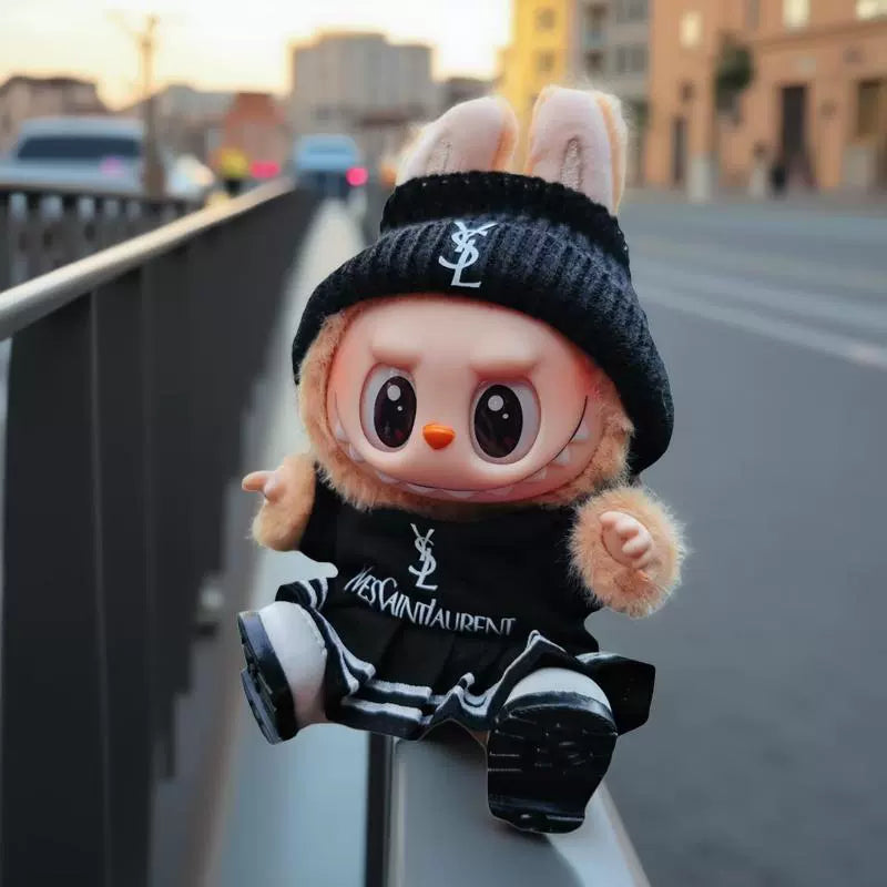 Handmade Luxury-Inspired Black Long-Sleeve Dress Outfit