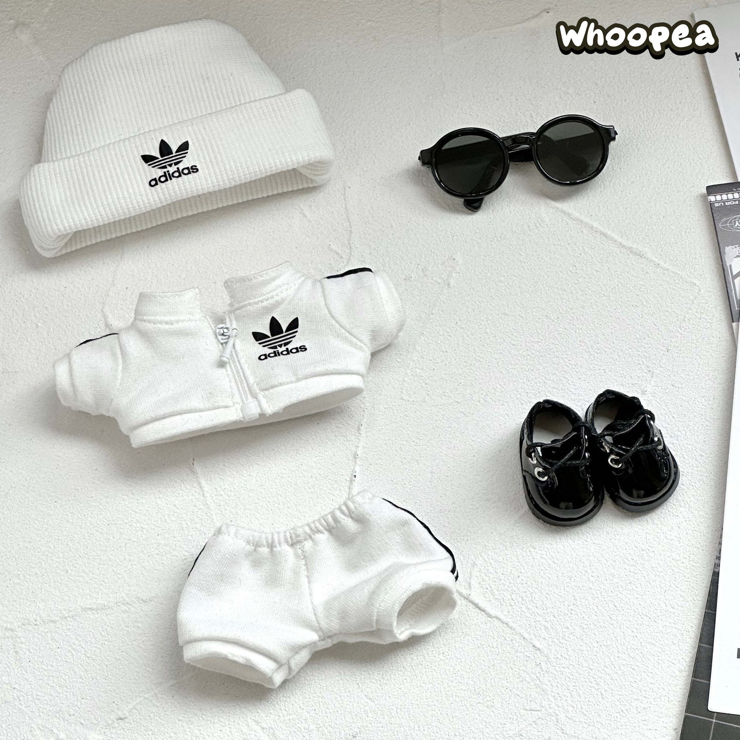 Handmade Luxury-Inspired White Knit Beanie Hat Outfit