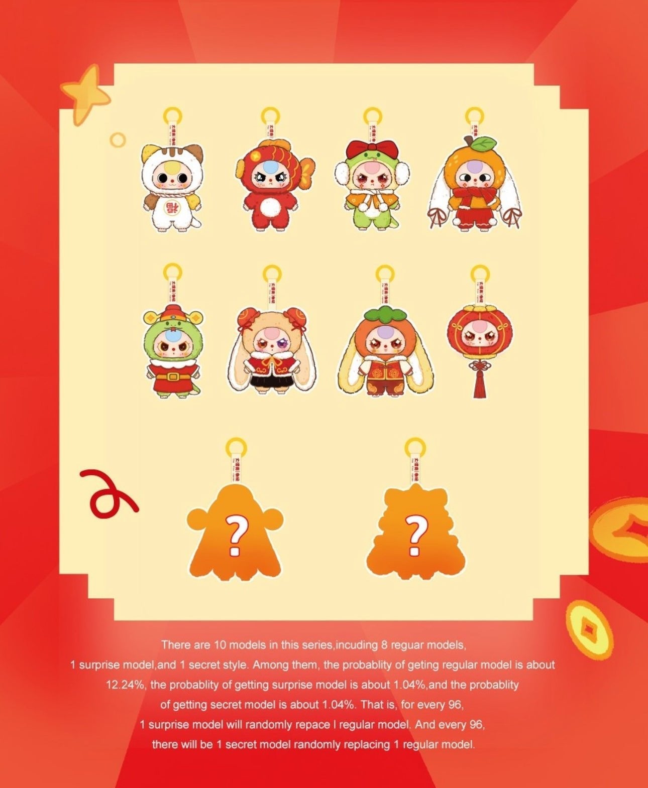 Baby Three Happy New Year Keychain Plush Blind Box