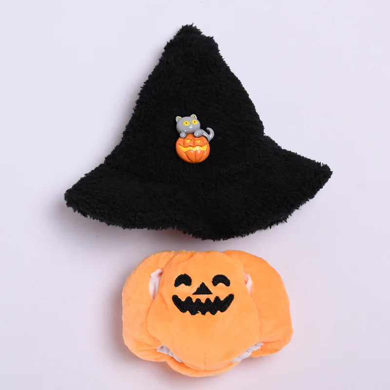 17Cm Labubu Clothes Blind Box Universal Sitting Standing Plush Doll Accessories Labubu Designer Clothes Pumpkin Costume Set