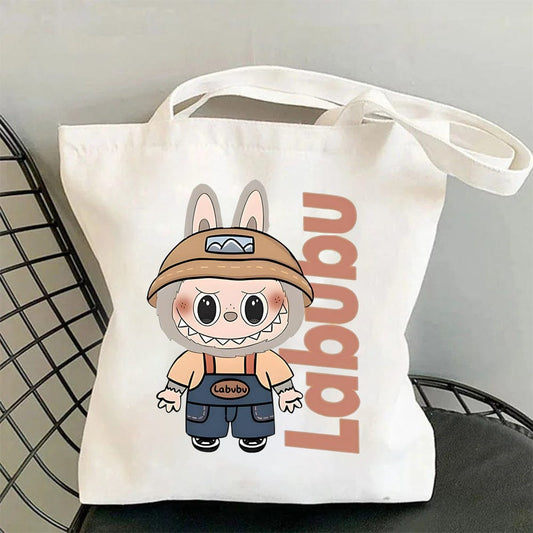 Cute Labubu Shoulder Tote Canvas Bag