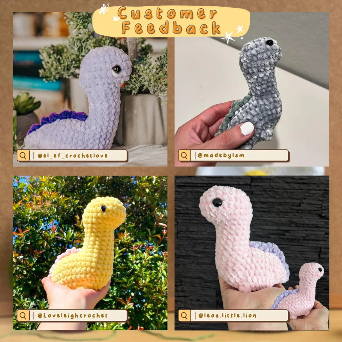 No-Sew Dinosaur Crochet Pattern Bundle – Triceratops, Tyrannosaurus, Stegosaurus | Amigurumi Jurassic World PDF