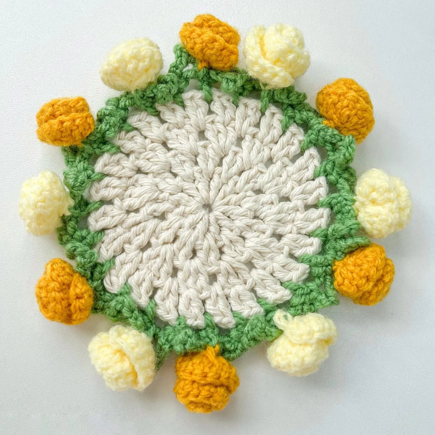 3-in-1 Flower Coaster Crochet Pattern Bundle – Rose, Hydrangea & Bluebell with Basket (PDF Tutorial)