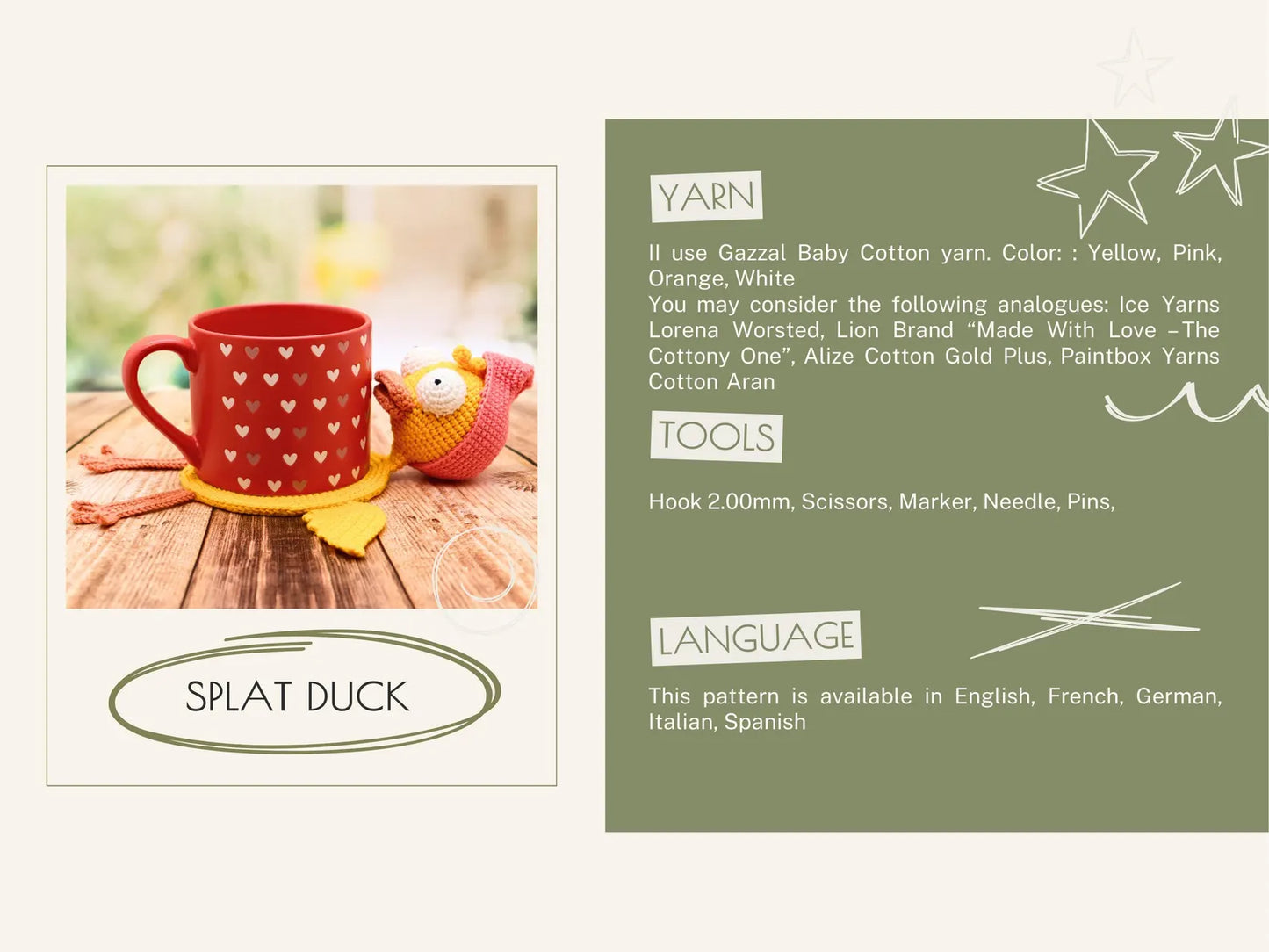 Funny Animal Crochet Coaster Pattern Set – Pig Chef, Duck & Lizard PDF Amigurumi Tutorial