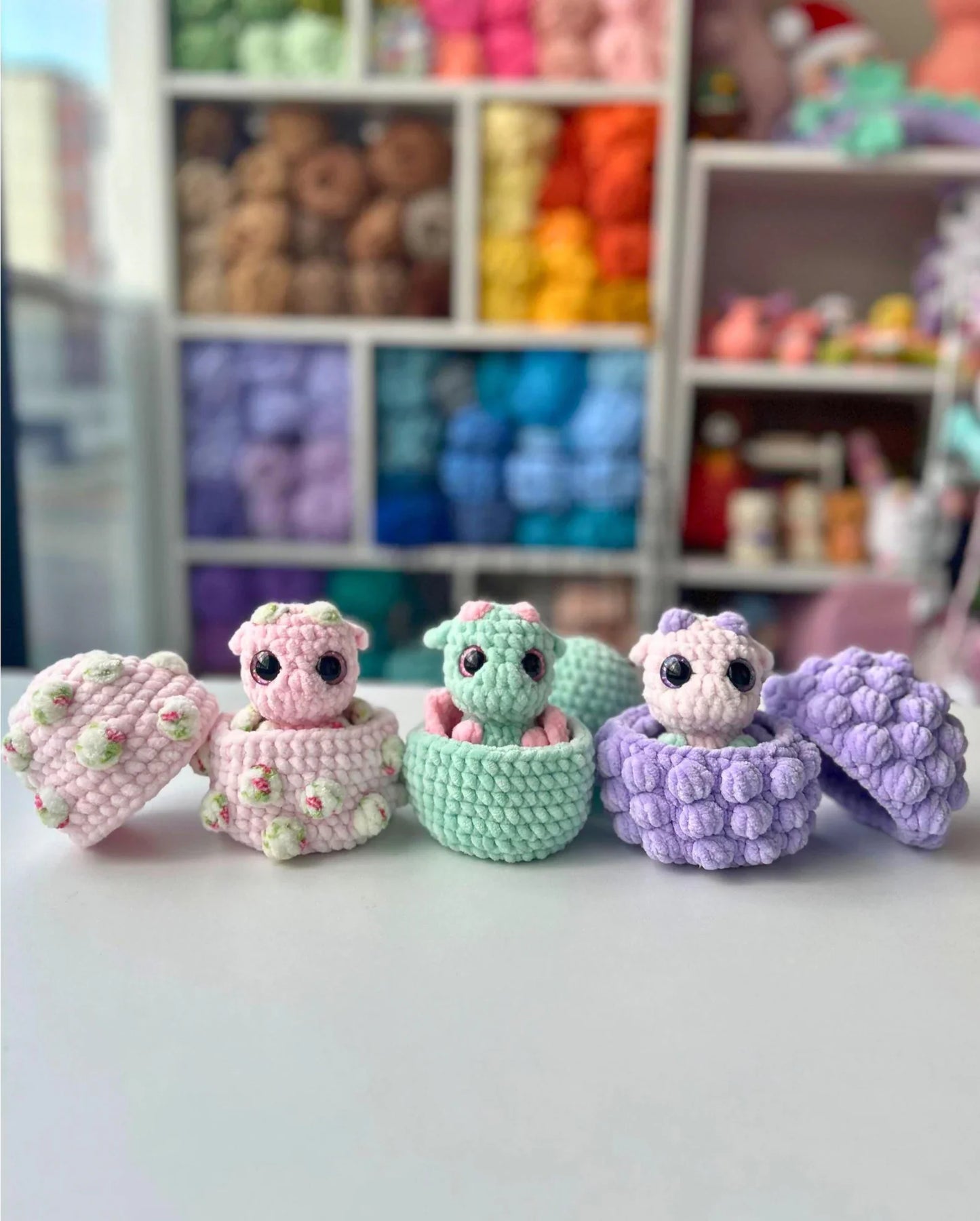 Hatching Baby Dragons & Eggs Crochet Pattern – Low/No-Sew Amigurumi PDF