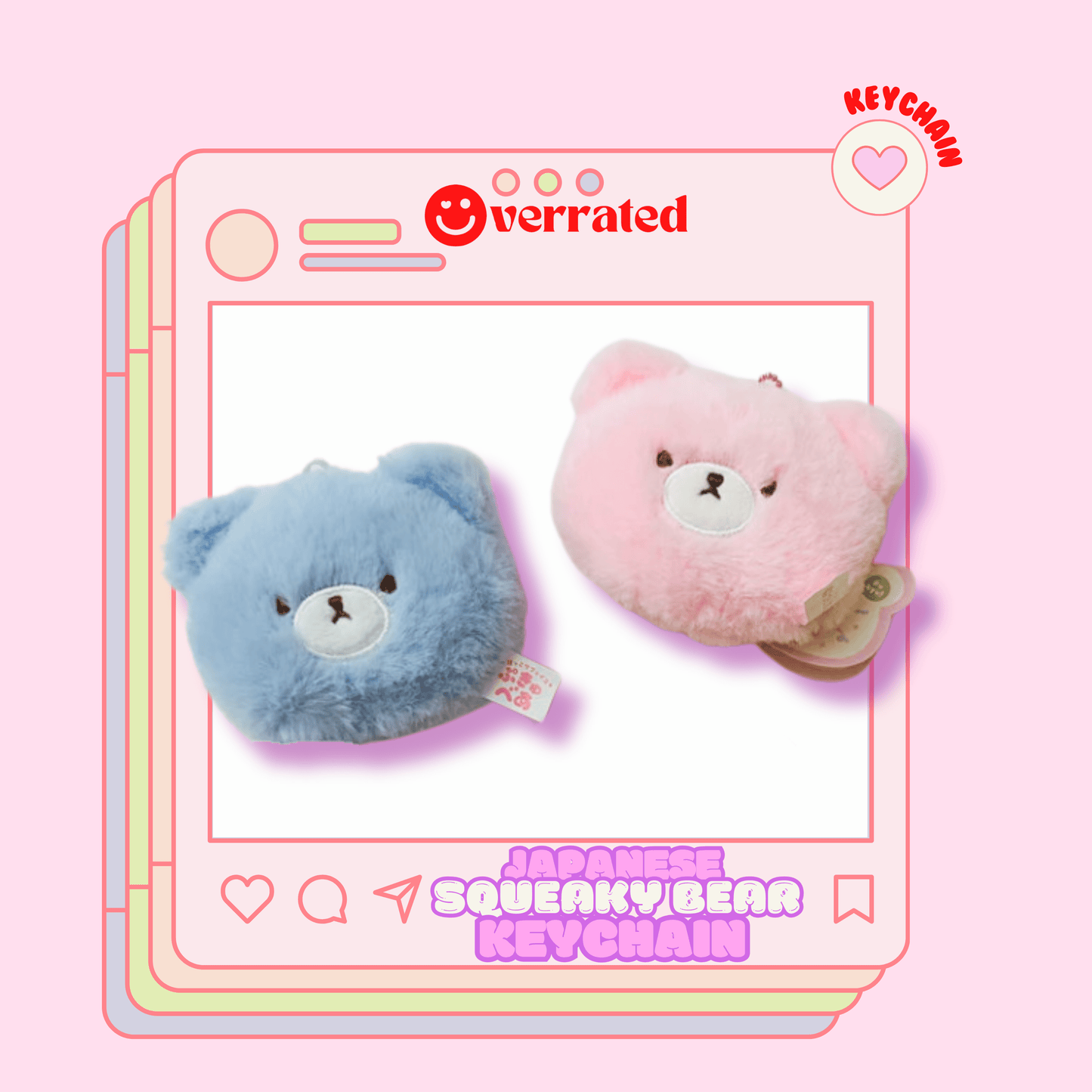 HOKKORI Japanese Bear Head keychain that Squeaks - OVERRATED