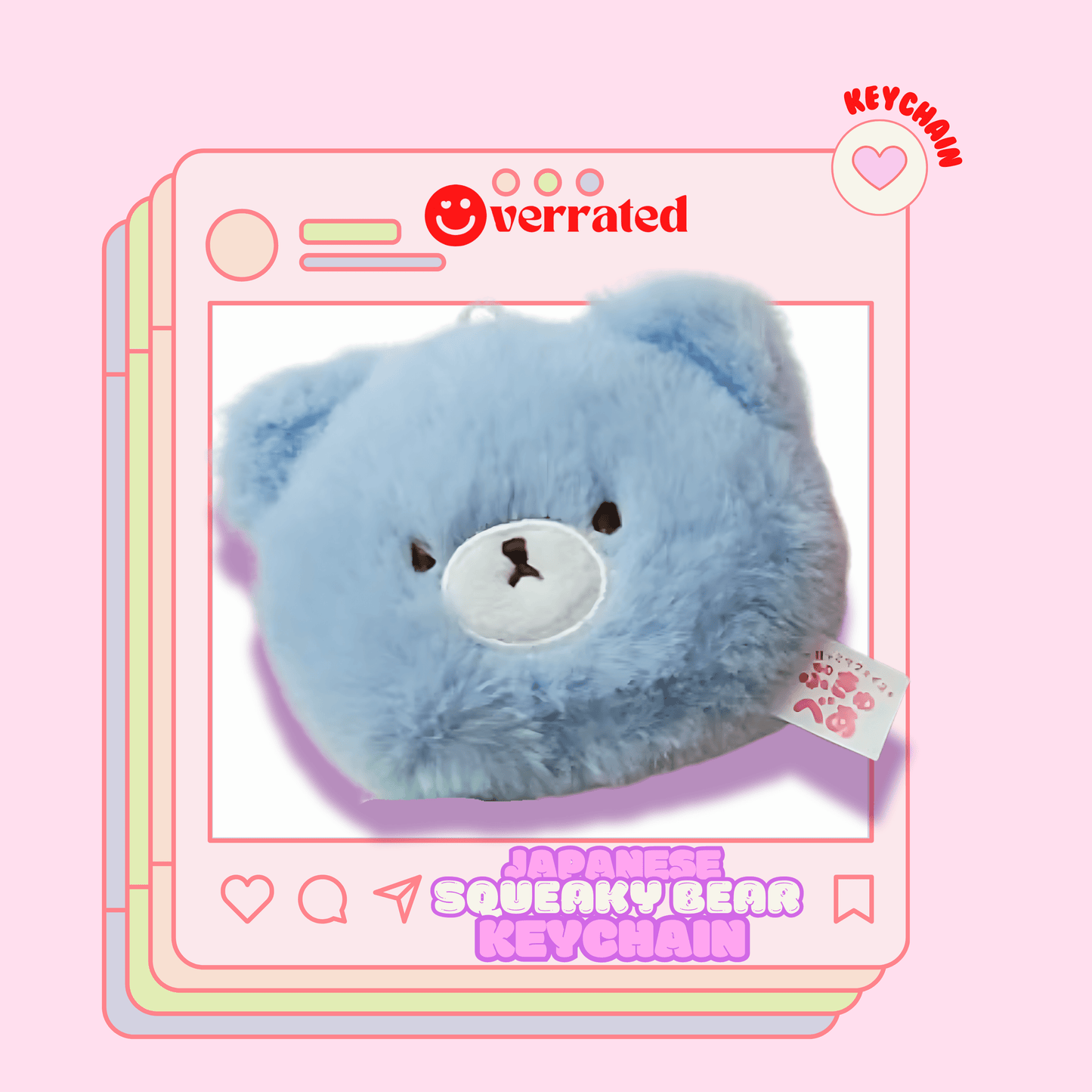 HOKKORI Japanese Bear Head keychain that Squeaks