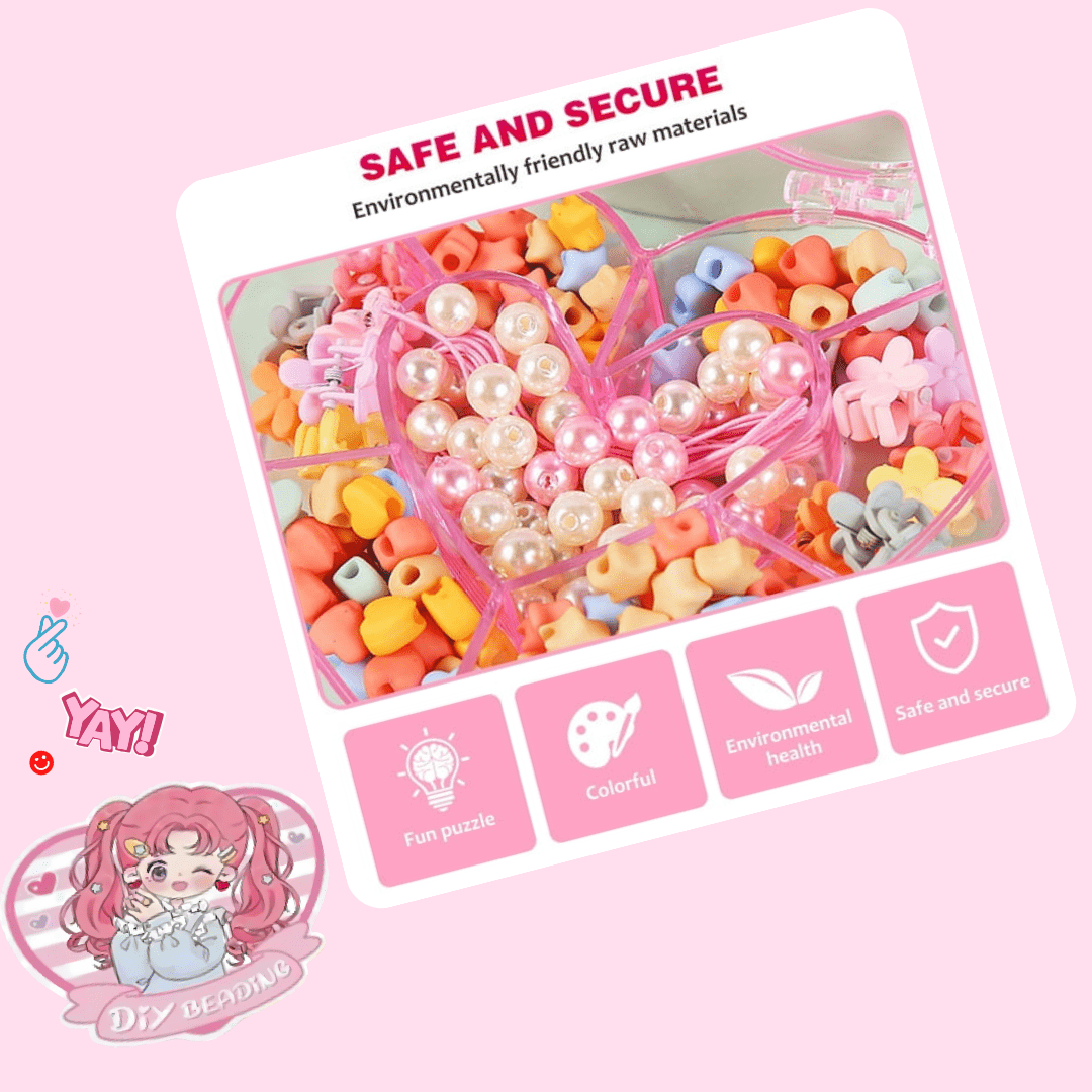 Kawaii Heart Beading Bracelet Crafting Kit Purse