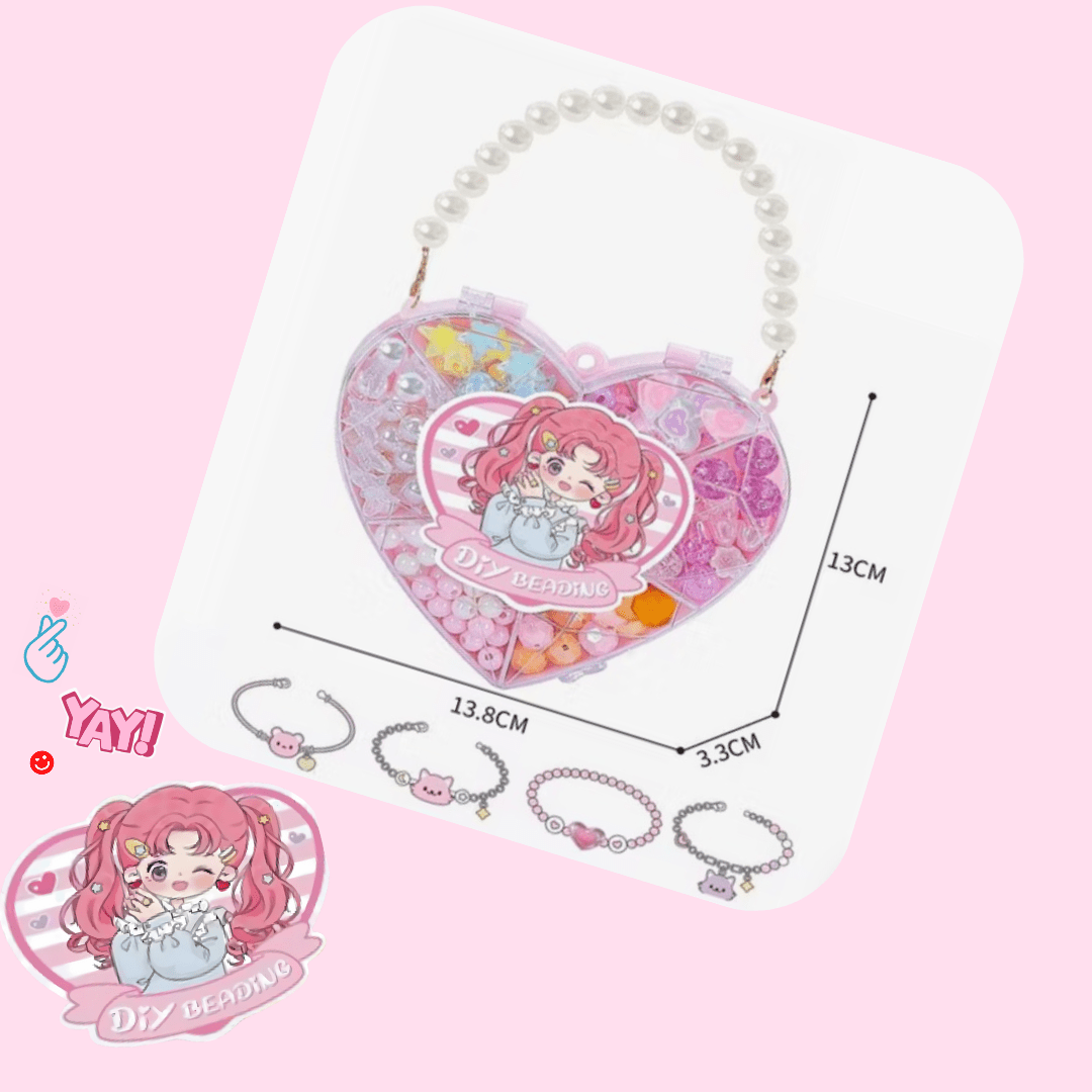 Kawaii Heart Beading Bracelet Crafting Kit Purse