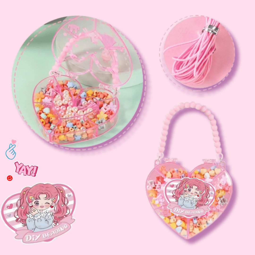 Kawaii Heart Beading Bracelet Crafting Kit Purse