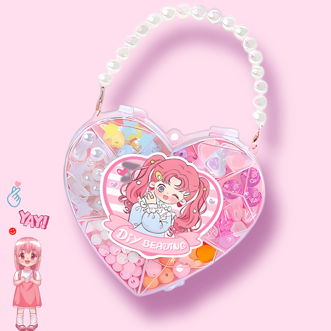 Kawaii Heart Beading Bracelet Crafting Kit Purse