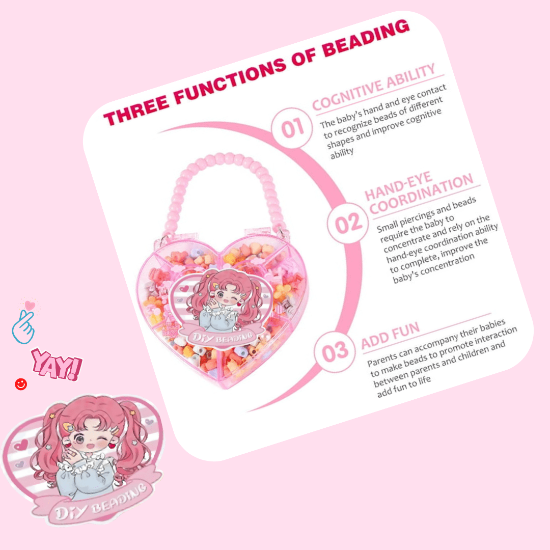 Kawaii Heart Beading Bracelet Crafting Kit Purse