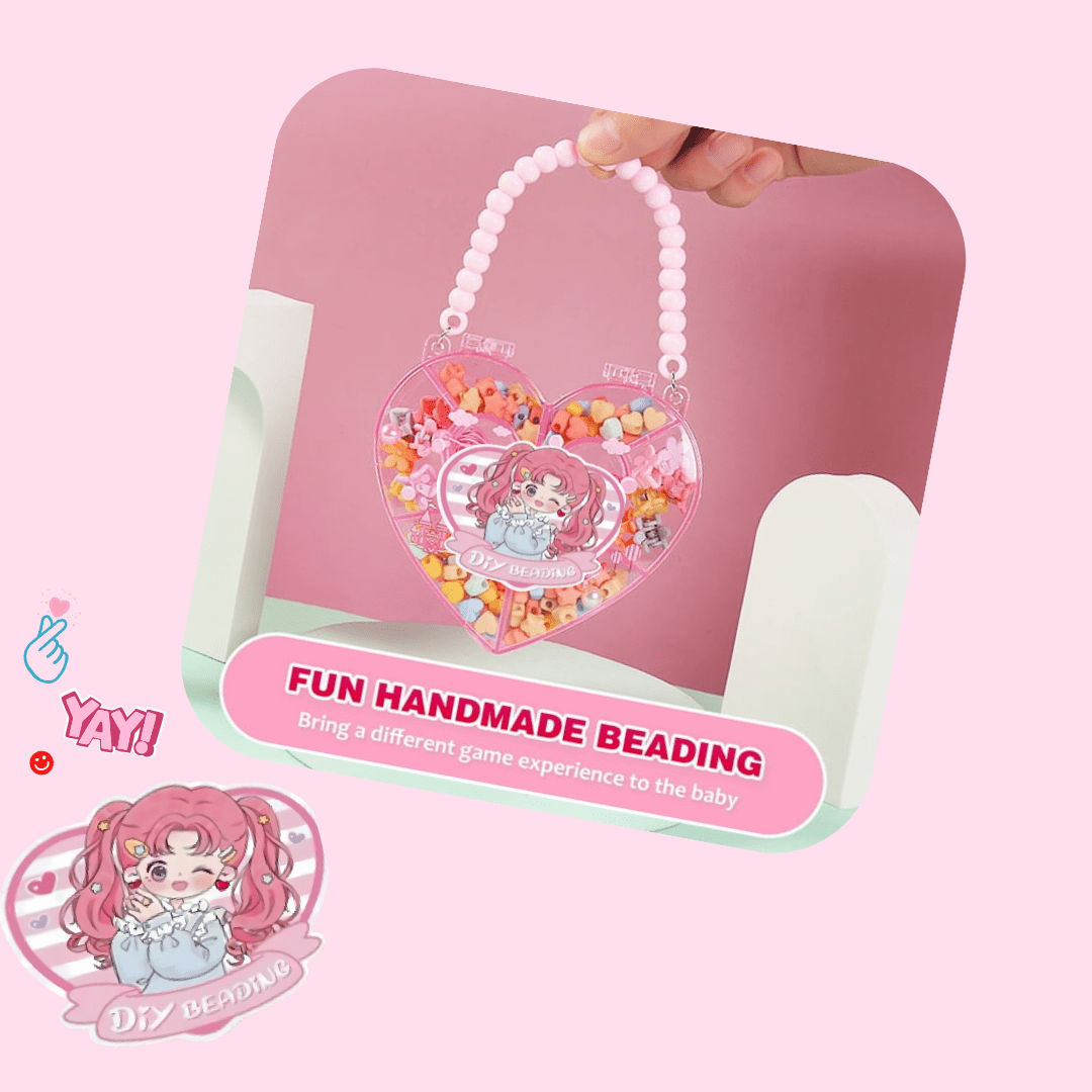 Kawaii Heart Beading Bracelet Crafting Kit Purse