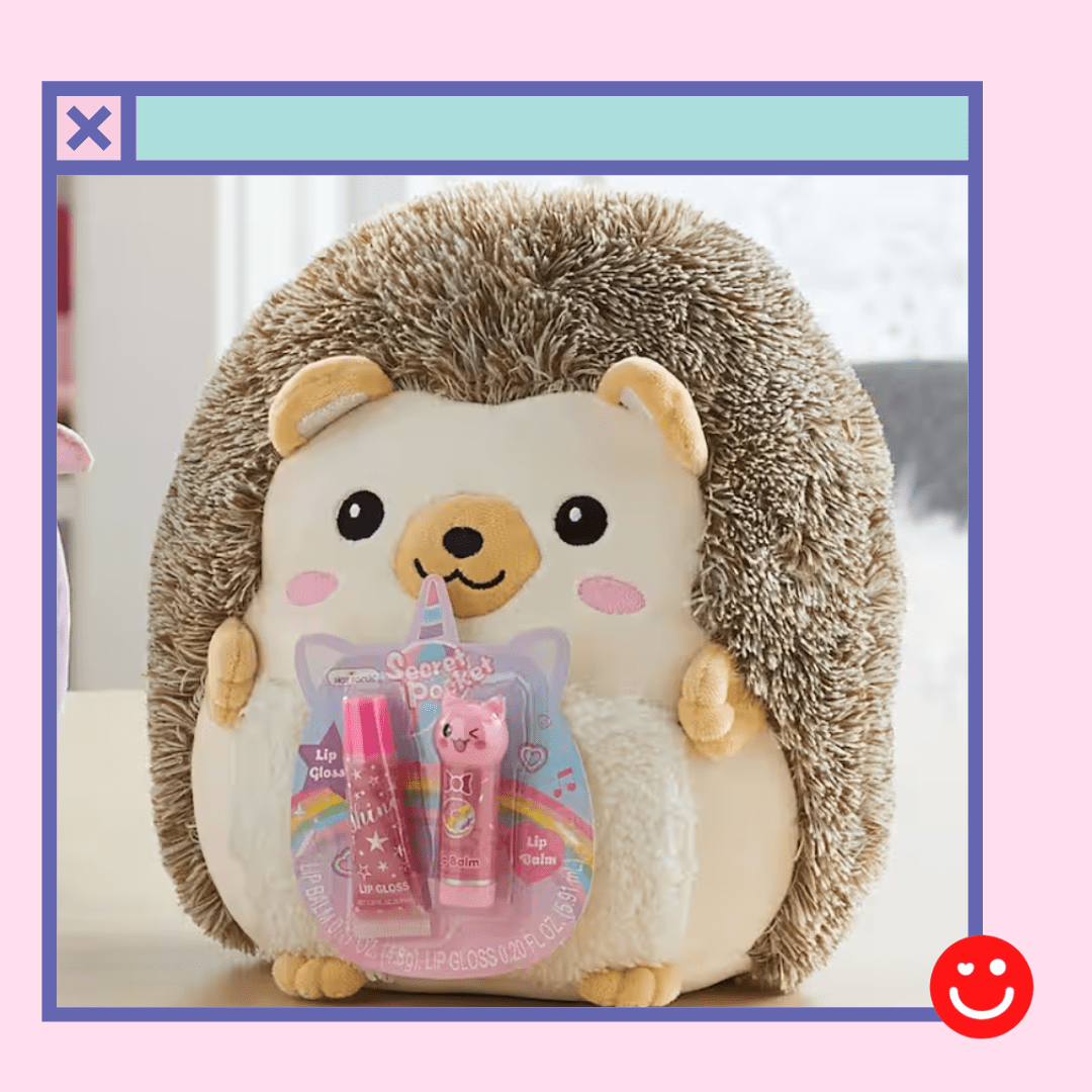 Kawaii Huggy Squeeze Secret Pocket Hedgehog with Lip Balm Set