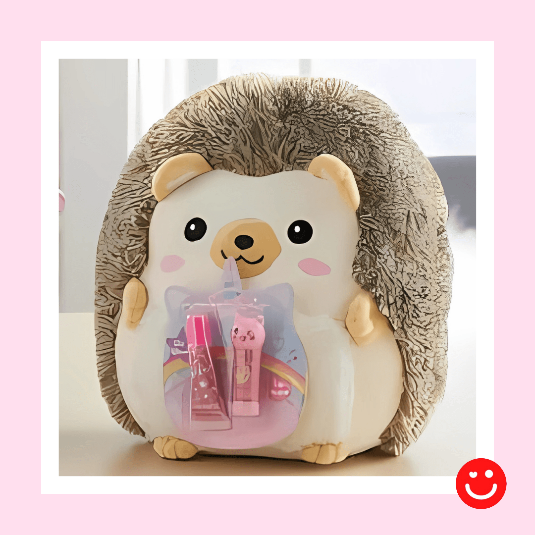 Kawaii Huggy Squeeze Secret Pocket Hedgehog with Lip Balm Set