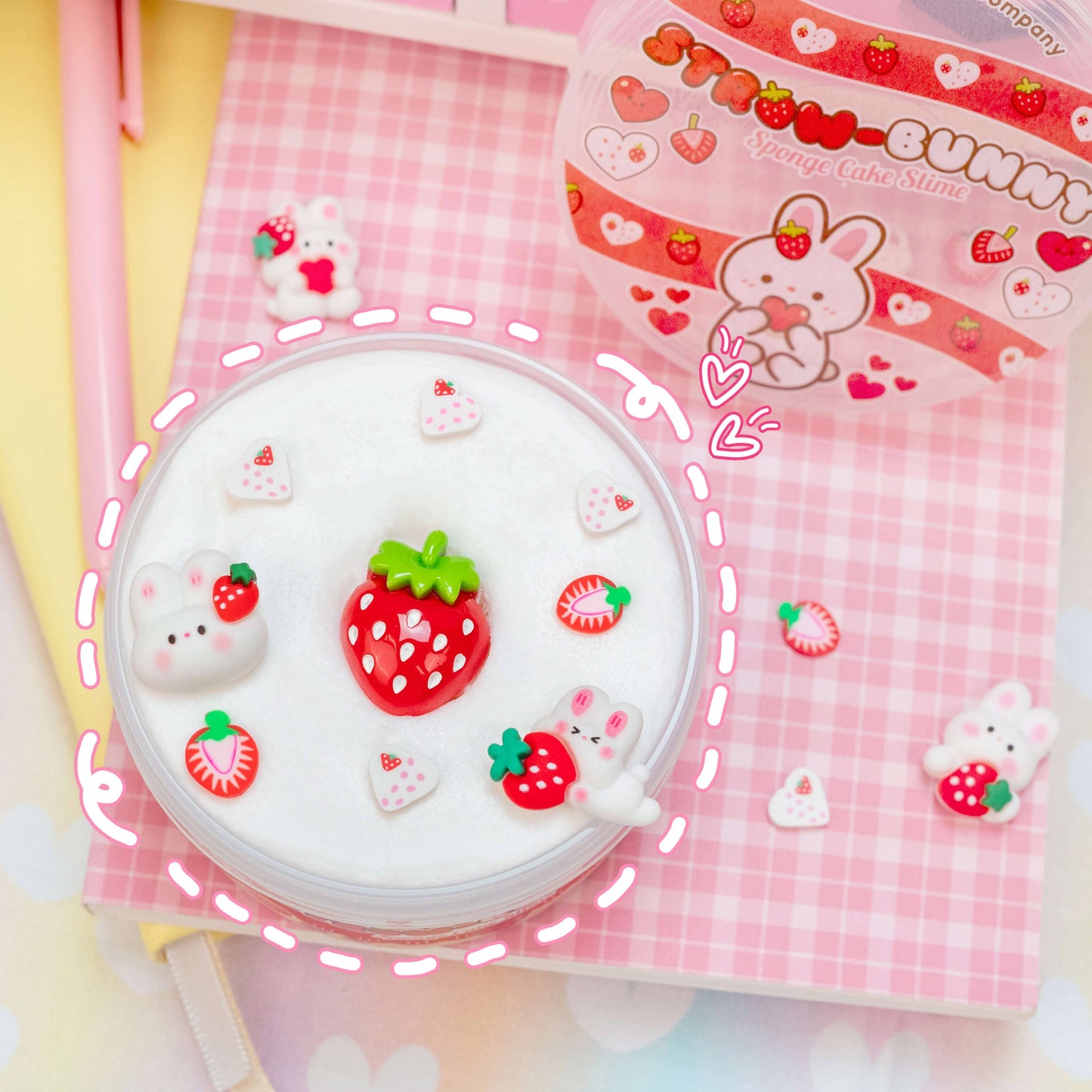 Kawaii Slime Straw-Bunny Sponge Cake Cloud Slime