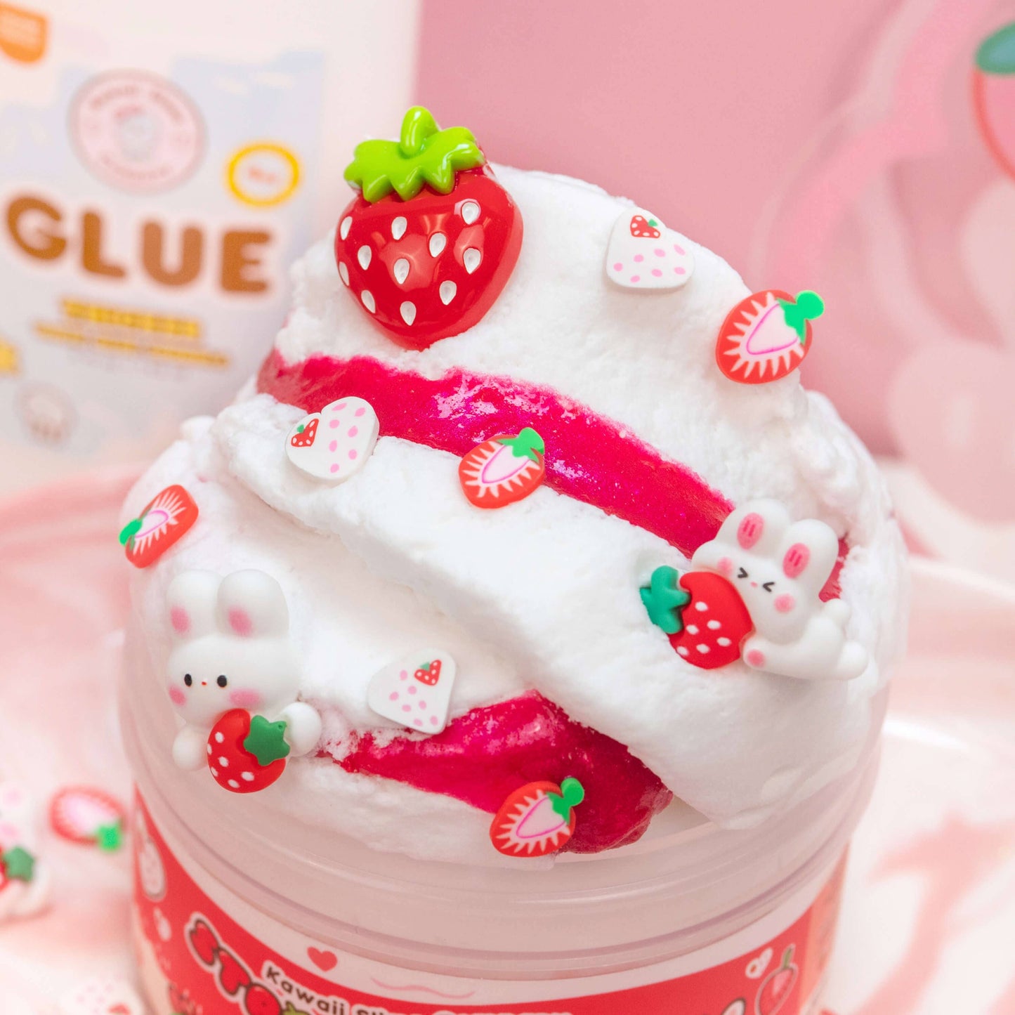 Kawaii Slime Straw-Bunny Sponge Cake Cloud Slime