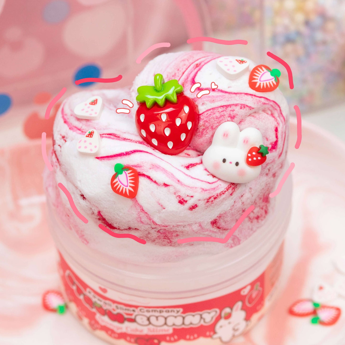 Kawaii Slime Straw-Bunny Sponge Cake Cloud Slime
