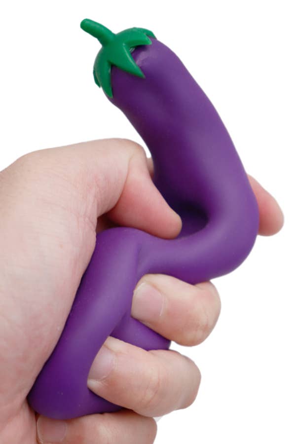 Kawaii Vegetable Market Eggplant Stretch Pull Kinetic Sand Filled Soft Sensory Squishy Toy