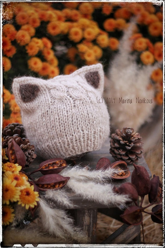 KNITTING PATTERN - Simple Kitten or Fox Ears Beanie