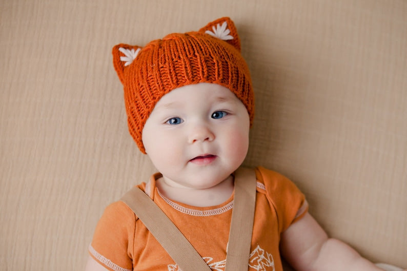 KNITTING PATTERN - Simple Kitten or Fox Ears Beanie