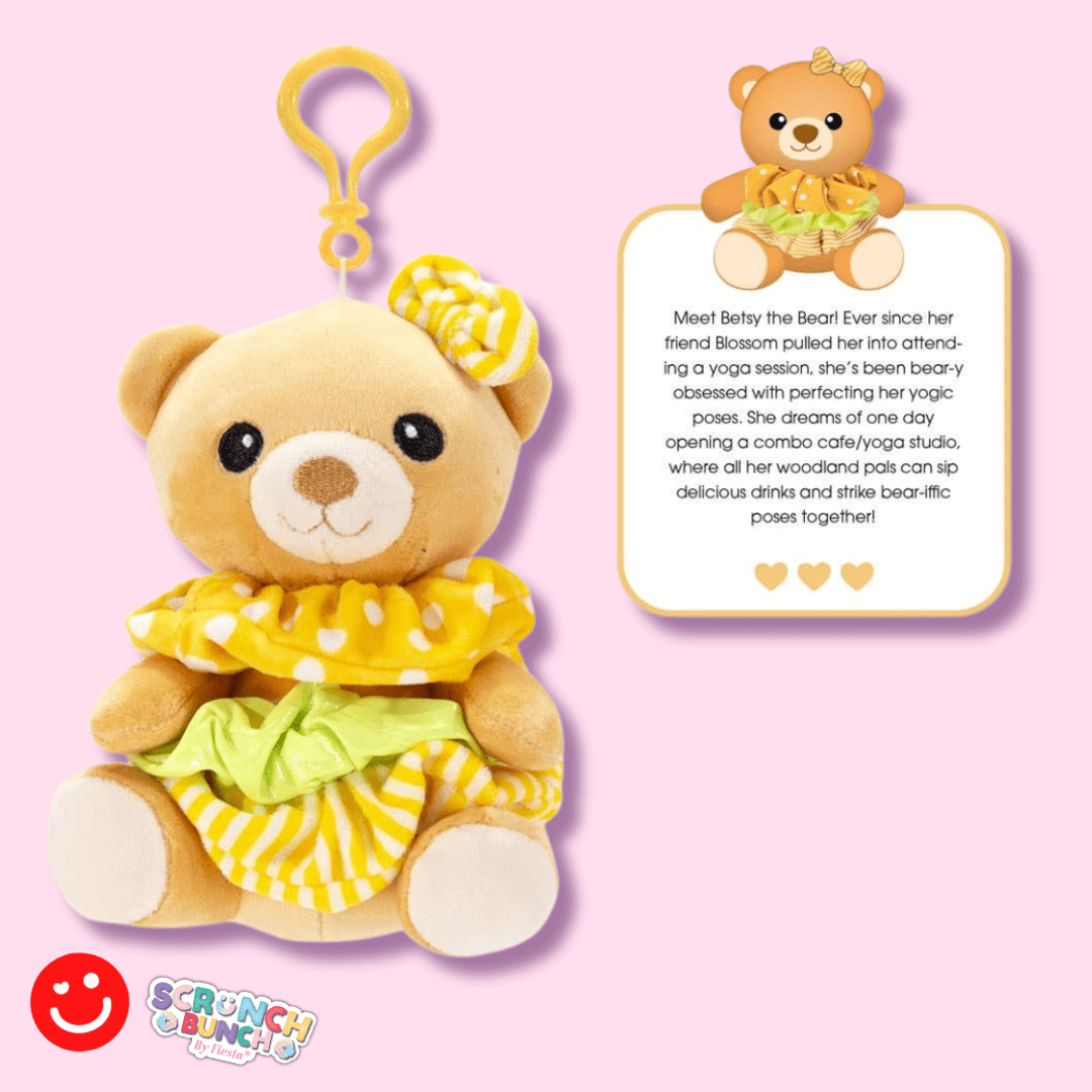 Scrunch Bunch Betsy Bear Scrunchy Keychain Plush